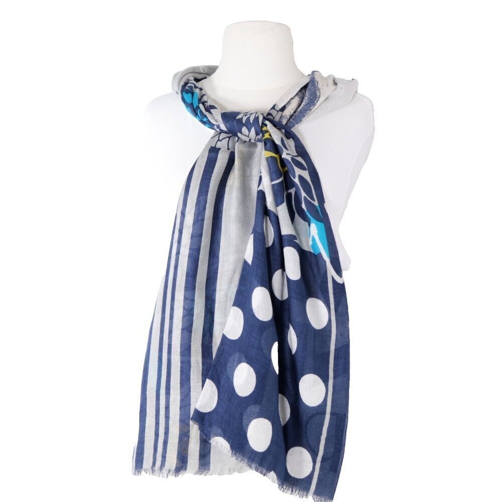 Cornici Unisex Navy Blue White Caipirita Dot Print Scarf Lightweight Fabric Wrap